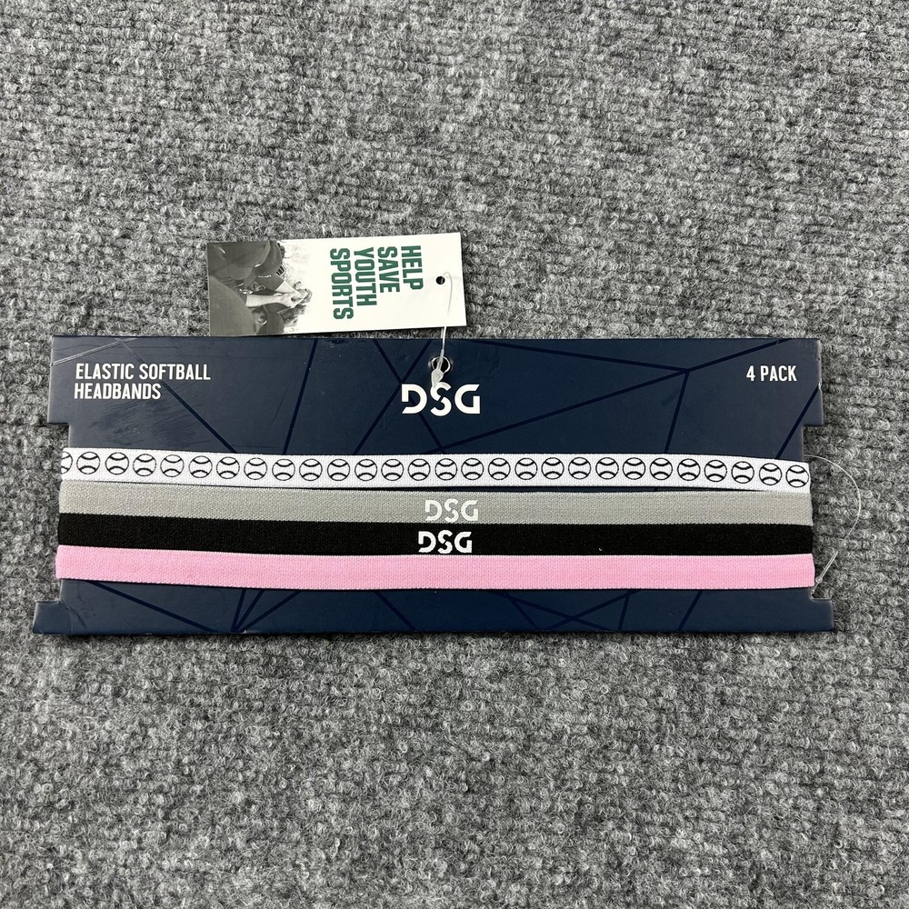 DSG Strikeout Softball Headbands 4 Pack Multi-Color Elastic Sports Hair‎ Bands